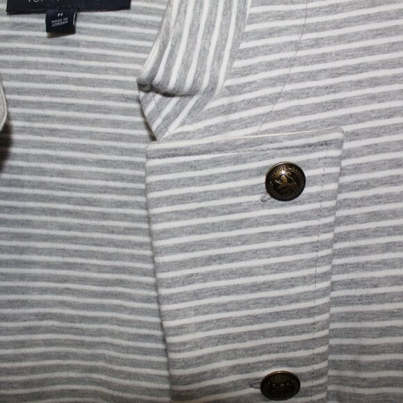 Tommy Hilfiger Women's Gray & White Striped Double-Breasted Blazer Jacket Size M - Picture 3 of 11